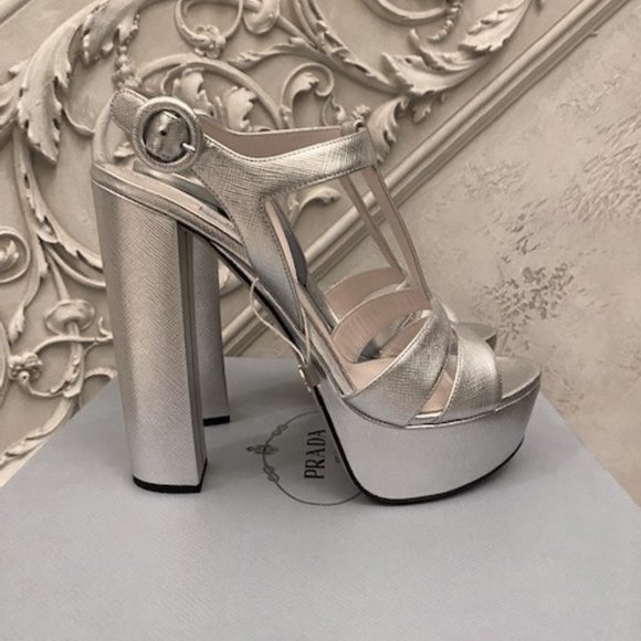 PRADA Silver Sandals Size 41 - Picture 7 of 11